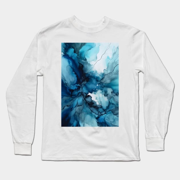 Marine Marvel - Abstract Alcohol Ink Art Long Sleeve T-Shirt by inkvestor